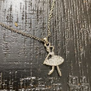 NWOT Silver Tone Clear Crystals Ballerina Necklace!